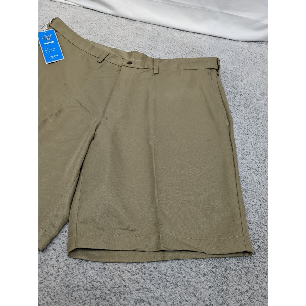 Haggar Cool 18 Gab Golf Shorts Dress Khaki Beige‎ Flat Front Mens 40 Preppy NWT - Picture 3 of 13